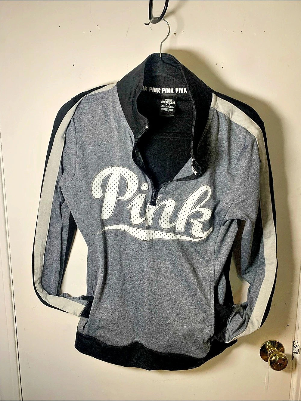 PINK Color Block Pullover Gray & Black Size XS Like New